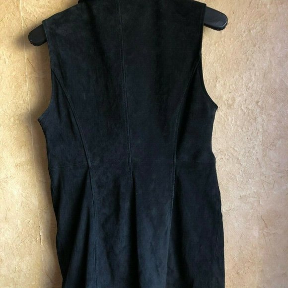 NEW DENNIS BY DENNIS BASSO Sz XS Women SUEDE LEATHER LONG ZIP VEST BLACK Pockets - Picture 5 of 8